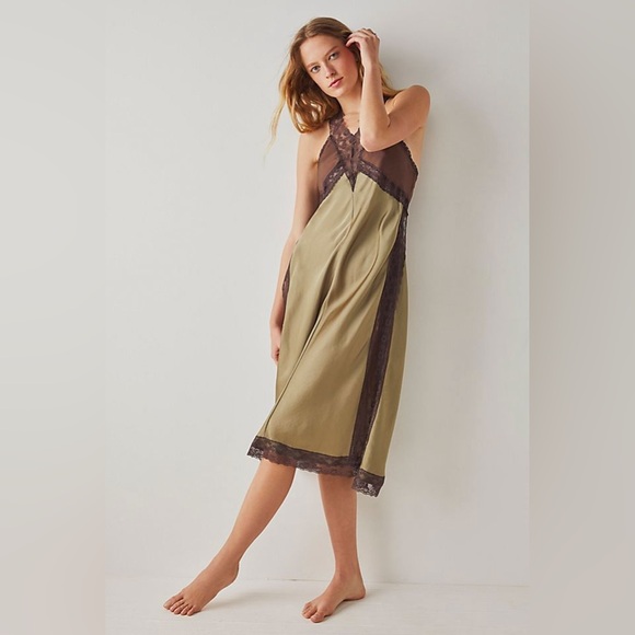 Free People Intimately Tri Mi Midi Slip in Willow - Picture 4 of 9